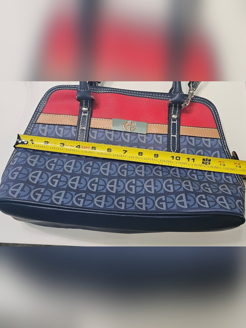 NWOT Giani Bernini Monogram Satchel Purse Blue Colorblock Shoulder Bag Handbag - Picture 6 of 7